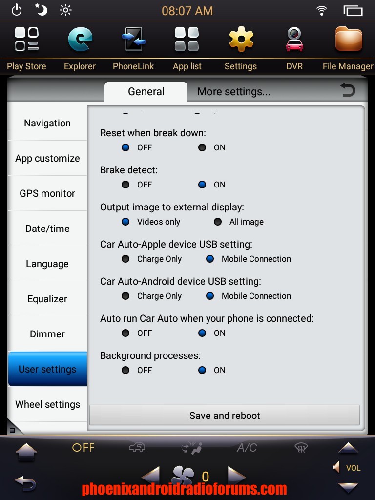 Phoenix Android Radio Px6 User Settings 1