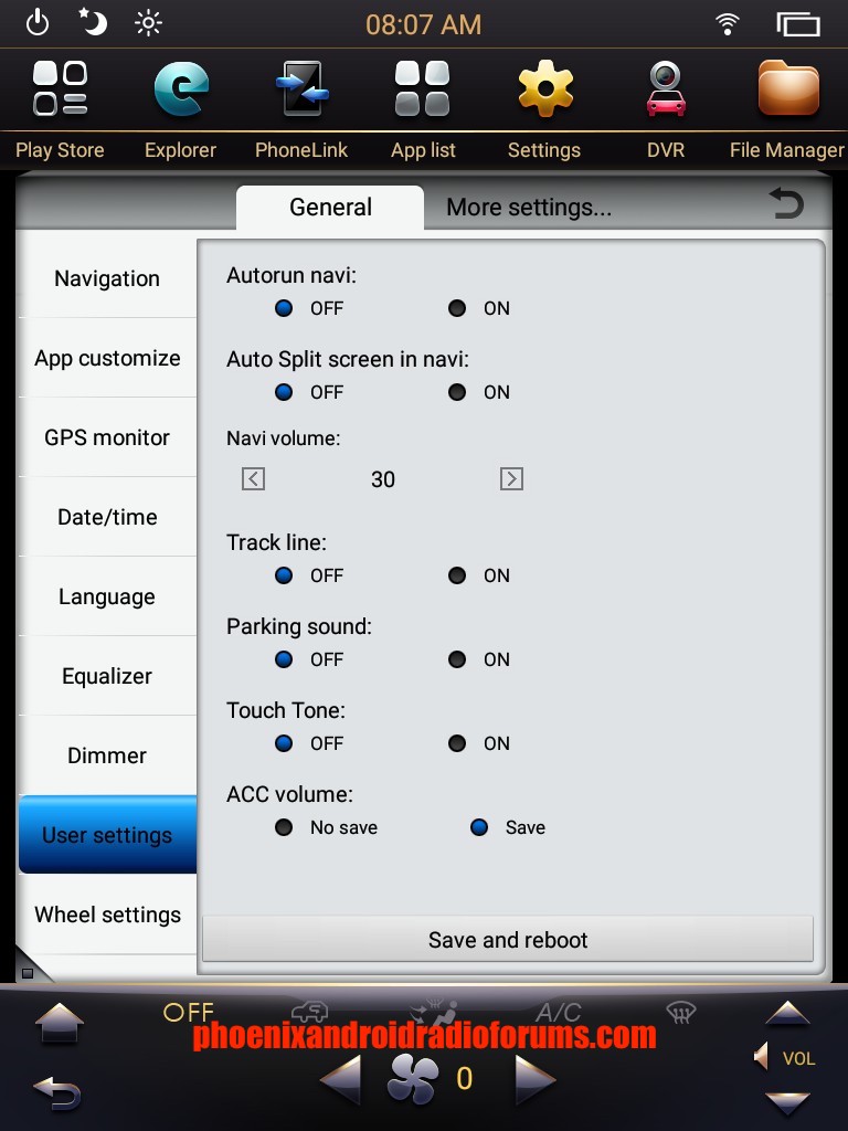 Phoenix Android Radio Px6 User Settings 3