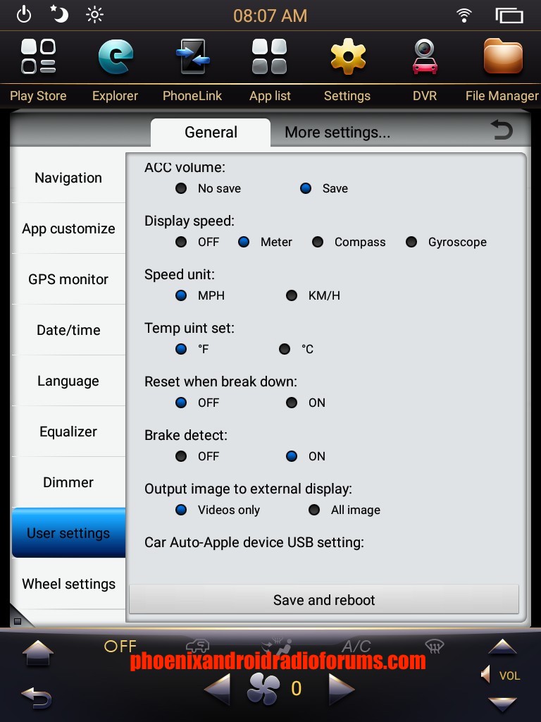 Phoenix Android Radio Px6 User Settings 2